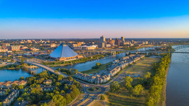 Memphis Tennessee Downtown Aerial view of city